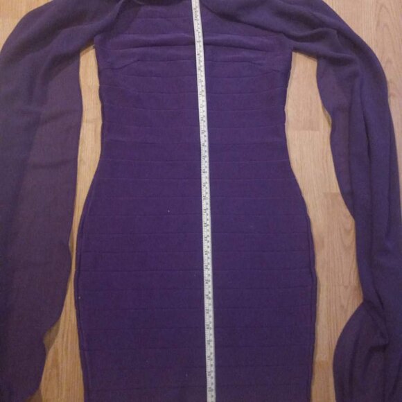 Venus Purple Chiffon Sheer Overlay Bodycon Bandage Dress Size 4 - Picture 5 of 6